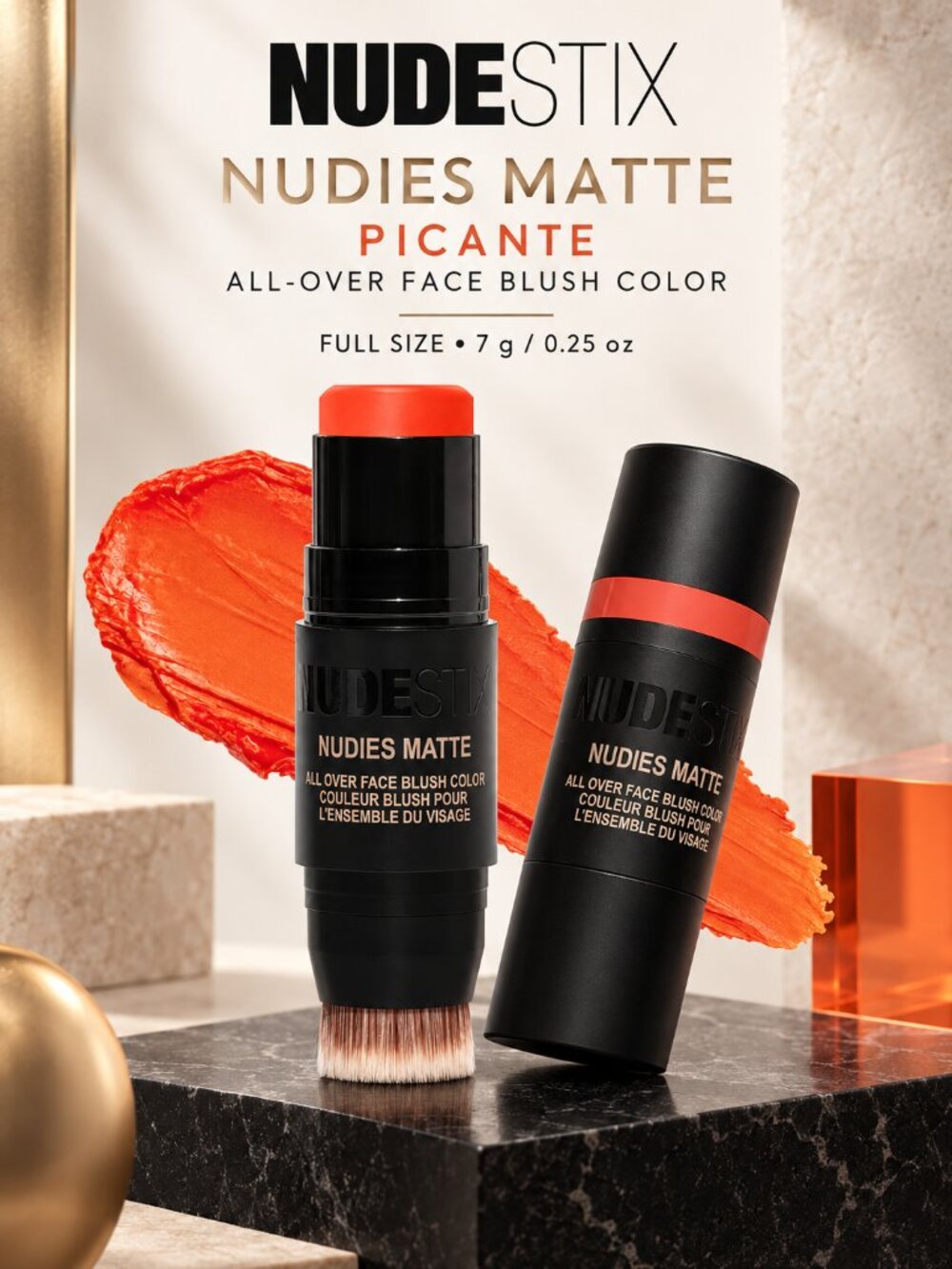 NUDESTIX Nudies Matte Blush Stick Picante Orange Coral Full Size
